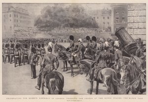 A királynő születésnapjának megünneplése Londonban, a színek csapata a Horse Guardsnál, a márciusi múlt