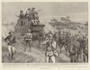 Hős tettek a Matabele háborúban, a postakocsi megvédése a kafirok holttestétől a Salisbury Roadon alkotó: Frank Dadd