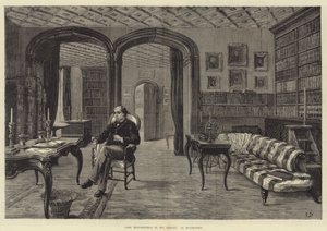 Lord Beaconsfield a hughendeni könyvtárában