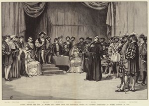 Luther az 1521-es wormsi diéta előtt, jelenet Luther történelmi drámájából, Wormsban, 1883. október 30.
