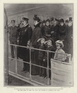 A király találkozik Cornwall és York hercegével és hercegnőjével