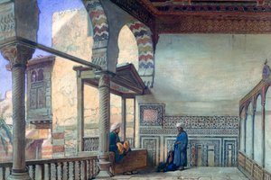 Loggia, nyári fogadás, Memlook Radnau Beys House, Kairó, 1870 alkotó: Frank Dillon