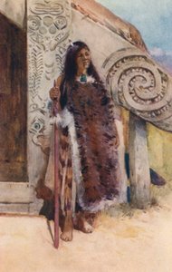 Új-Zéland: Maori törzsfőnöknő (színes litográfia)