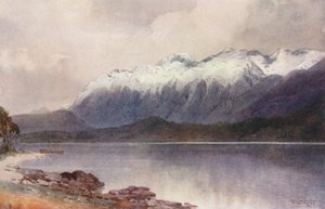 Új-Zéland: Cathedral Peaks (színes litográfia)