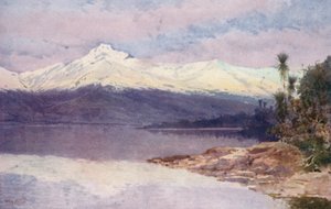 Új-Zéland: Diamond Lake (színes litográfia)