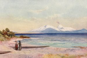 Új-Zéland: Taupo-tó (színes litho) alkotó: Frank H Wright