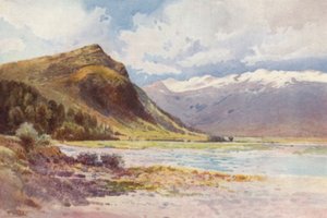 Új-Zéland: "Wakatipu-tó (színes litográfia)