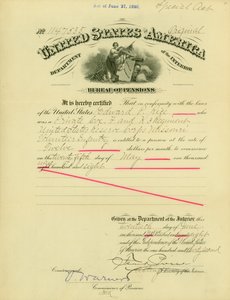 Közlemény a nyugdíjjogosultságról Edward Parker Rice -nek, 1908. június 20 alkotó: Frank Pierce