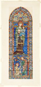 Tanulmány az ólomüvegről, Nave North Clerestory, Chartres-i katedrális, Franciaország alkotó: Frank Randal