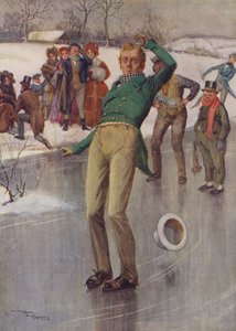 Mr Winkle a jégen (színes litográfia) alkotó: Frank Reynolds