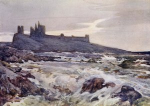 Dunstanburgh kastély (színes litó) alkotó: Frank Southgate