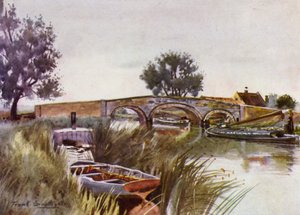 Norfolk Broads: Acle Bridge (színes litho) alkotó: Frank Southgate