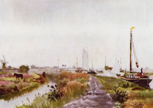 Norfolk Broads: Potter Heigham alatt (színes litho) alkotó: Frank Southgate