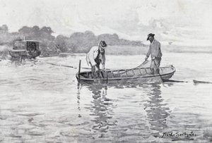 Norfolk Broads: Az angolnahüvelyek felhúzása alkotó: Frank Southgate