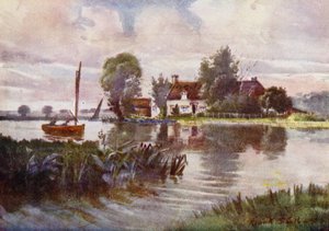 Norfolk Broads: Horning Ferry (színes litho) alkotó: Frank Southgate