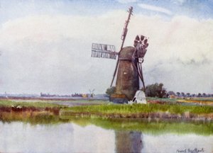 Norfolk Broads: Mill Country Stokesby felett (színes litho) alkotó: Frank Southgate