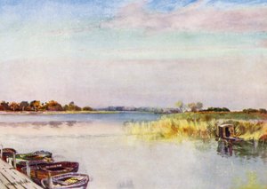 Norfolk Broads: Ormesby Broad, ősz (színes litho) alkotó: Frank Southgate