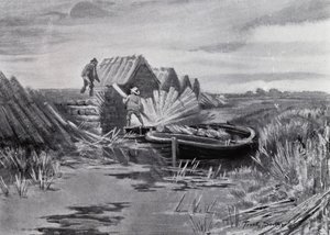 Norfolk Broads: Reed Stacking (litho) alkotó: Frank Southgate
