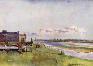 Norfolk Broads: Yarmouth Breydonból (színes litho) alkotó: Frank Southgate