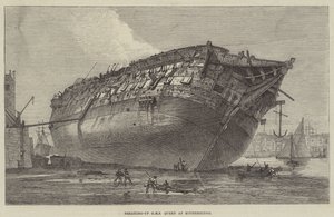 A HMS Queen szakítása Rotherhithe-ben alkotó: Frank Watkins