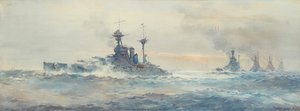 H.M.S. Queen Elizabeth Battle Squadron (akvarell) alkotó: Frank Watson Wood
