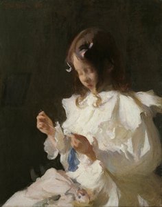 Egy gyermek varrás portréja alkotó: Frank Weston Benson
