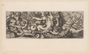 Met Galatea diadala nereidákkal, szatírokkal és puttival Mitológiai alakok a víz mellett (sorozat címe) alkotó: François Bignon (attributed to)