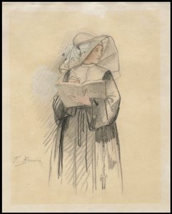 Egy apáca könyvvel és tollal, 1827-87 alkotó: François Bonvin