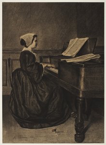Nő a Spinetnél, 1860. alkotó: François Bonvin