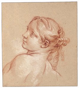 Lány, mellig érő, fejét balra billentve alkotó: François Boucher