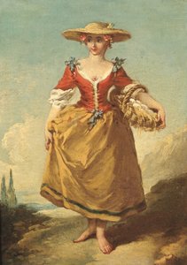 Egy parasztlány a tájban tojáskosárral (olaj, vászon) alkotó: François Boucher