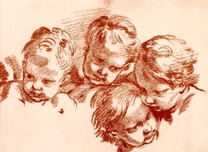 Négy tanulmány gyermekfejekről alkotó: François Boucher