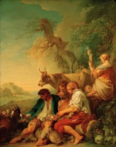 Pásztorok szarvasmarhákkal a tájon alkotó: François Boucher