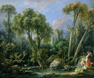 Mosónők egy tájban, 1760 alkotó: François Boucher