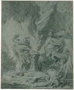Mucius Scaevola a tűzbe helyezi a kezét alkotó: François Boucher