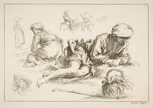 Vázlatlap, kb. 1735. alkotó: François Boucher
