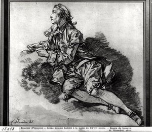 Fiatal férfi tanulmánya (vörös kréta, papír) alkotó: François Boucher