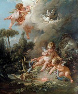 Az Angel Detail Love Target. Francois Boucher (1703-1770) festménye 1758 V. 2,58x1,67 m Párizs, alkotó: François Boucher