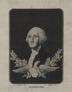 George Washington, 1876 körül (jacquard szövőszékkel szőtt selyem papírszőnyegen, rézötvözet fólia díszítéssel) alkotó: François Carquillat