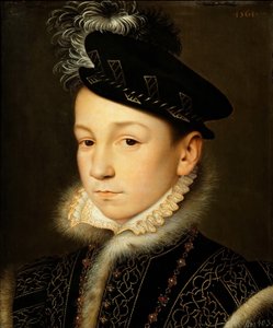 Német: IX. Károly francia király (1550-1574), mellszobor IX. Károly francia király alkotó: François Clouet