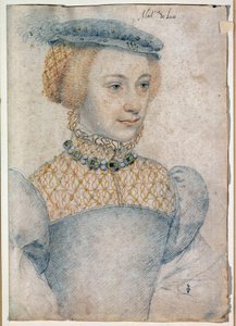 Anne de Pisseleu portréja, Louis de Coesmes, Lucé ura (1520 -? ) felesége. Francois Clouet (1515-1572) rajza fekete kővel és vérrel alkotó: François Clouet