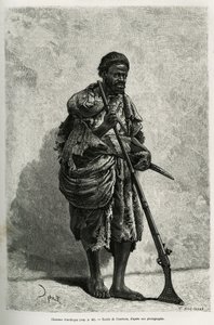 Antilopvadász. Courboin metszete az algériai Szahara szemléltetésére, V. Largeau, 1874-1878, megjelent a Tour du monde-ban, Edouard Charton (1807-1890) irányításával