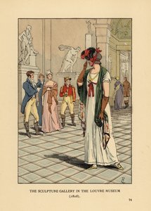 Divatos nő a Louvre Múzeum szoborgalériájában alkotó: François Courboin