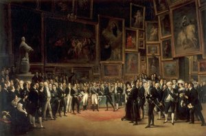 X. Károly díjakat oszt ki a Louvre 1824-es szalonjában kiállító művészeknek