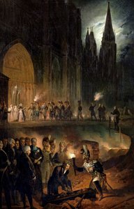 A királyi család csontjainak átadása a St. Denis templomba, 1817. január 18. alkotó: François Joseph Heim