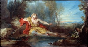 Narcisse a tükörképén gondolkodik (Narciso) Francois le Moyne festménye (1688-1737) XVIII.