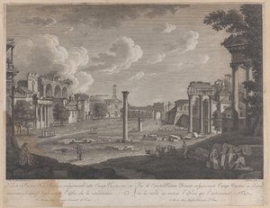 Kilátás a Campo Vaccino-ra, háttérben a Colosseummal és a Templom romjaival..., 1796.