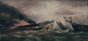 Az Ocean Monarch kivándorló hajó felgyújtása, 1848. augusztus 24. alkotó: François Prince de Joinville D