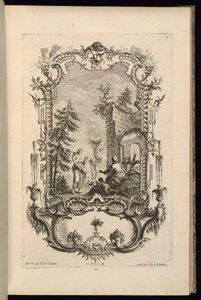 Design Cartouche-hoz nagy és kis rekesszel alkotó: François de Cuvilliés the Elder