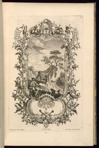 Design Cartouche-hoz nagy és kis rekesszel alkotó: François de Cuvilliés the Elder